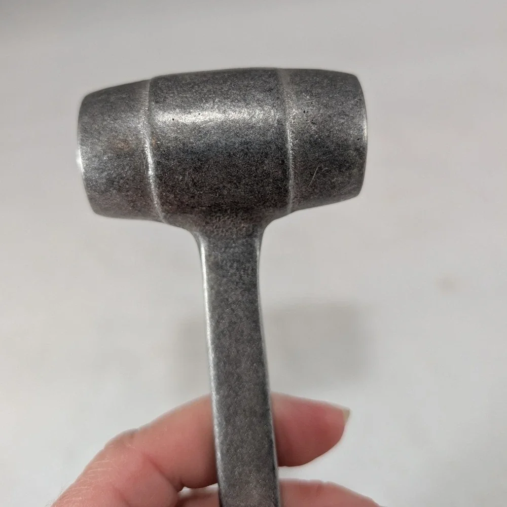 Vintage Cast Metal Crab Mallet Seafood Cracker‎ Tool Silver Tone Engraved Crab